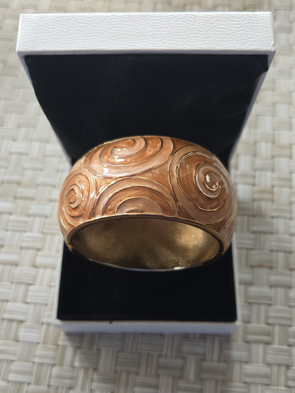 Gold-Tone Swirl Enamel Bangle Bracelet - Women Jewelry